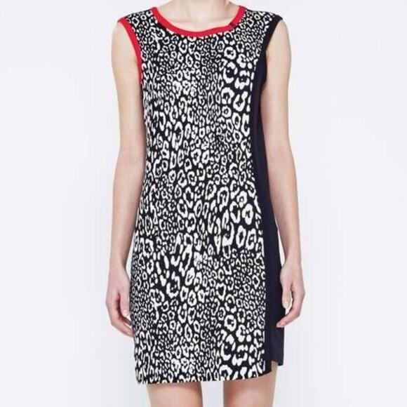 Cop Copine Sleeveless Bodycon Dress Black White Red Trim Animal Print – Size S - Picture 2 of 8